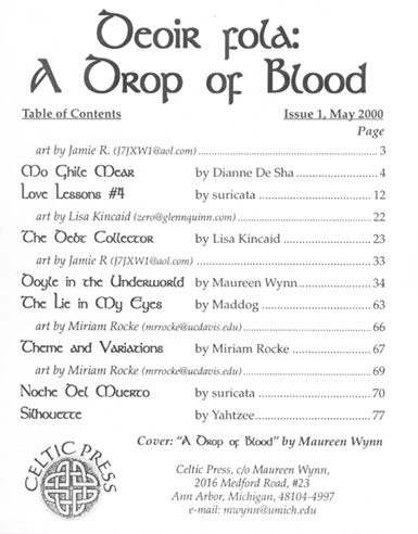 zine table of contents